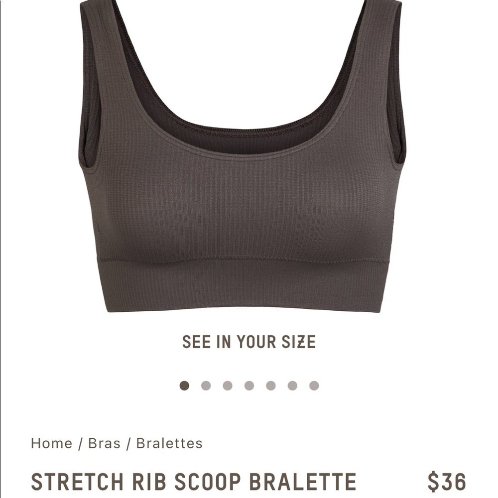 SKIMS stretch rib bralette + shorts SET in “soot”